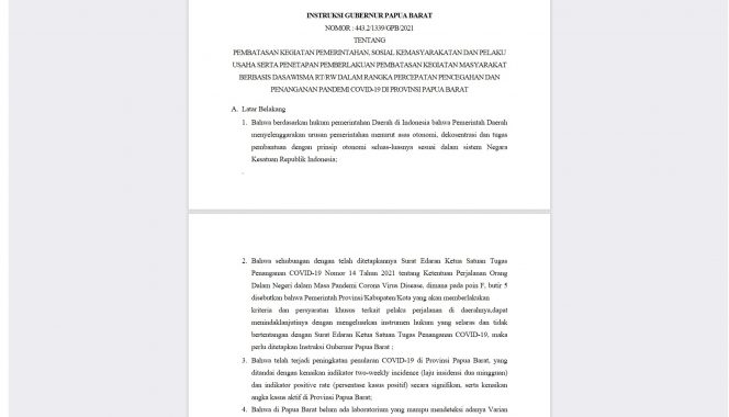 
 Resmi Berlakukan PPKM Darurat, KTP Non Papua Barat Dilarang Masuk