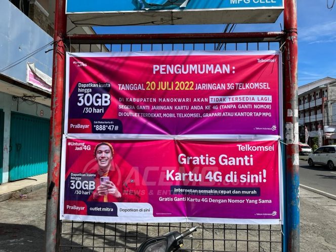 
 Mulai 20 Juli Jaringan 3G Telkomsel di Manokwari Tidak Lagi Tersedia  Pengguna Diminta Upgrade ke 4G