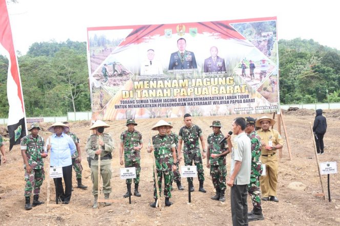 
 Wujudkan Ketahanan Pangan, Kodam XVIII/Kasuari Manfaatkan Lahan Tidur Bertanam Jagung