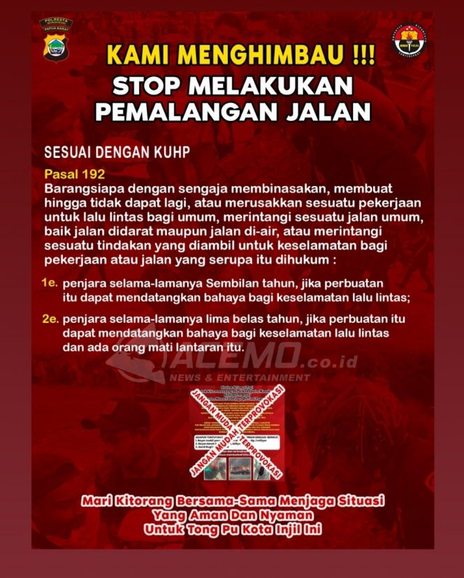 
 Himbauan Kapolresta Manokwari Terkait Rencana Palang Jalan di Jembatan Maruni dan Wasay