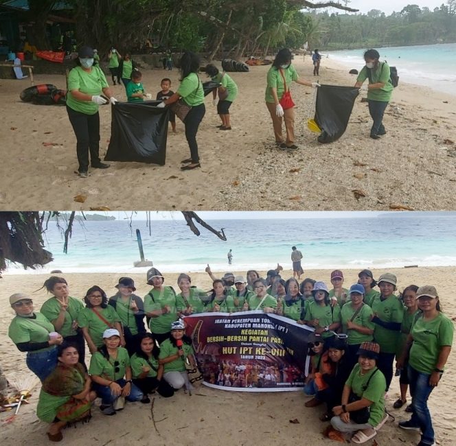 
 Semarak HUT Ke-VIII, IPT Kab. Manokwari Gelar Aksi Bersih Sampah Di Pantai Pasir Putih