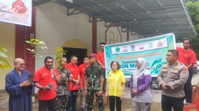 
 Kakanwil Kemenag Pabar Buka Aksi Donor Darah dan Gerakan Ekoteologi Sambut Waisak 2569 TB / 2025