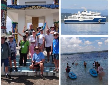 Pemandu Wisata HPI Papua Barat, Nixon Padwa turut mendampingi para wisatawan di Pulau Mansinam.