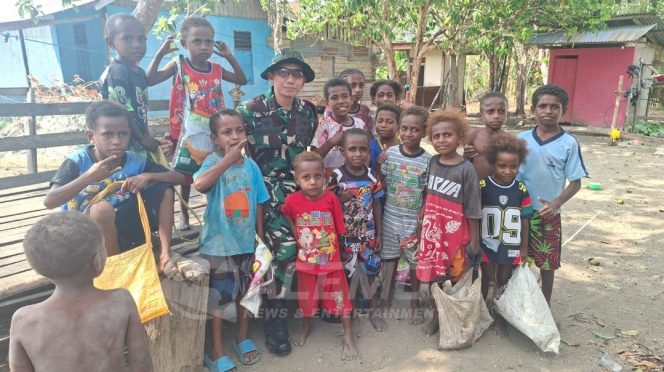 
 Dandim 1808/Manokwari Selatan Sapa Anak-Anak di Lokasi TMMD ke-130 Kampung Yamboi